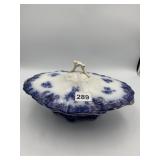 GRENADA SEMI PORCELAIN COVERED SERVING DISH, BLUE