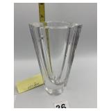 ORREFORS SWEDEN CRYSTAL VASE, FACETED DESIGN.