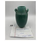 ROOKWOOD POTTERY TWO-HANDLED VASE, MATTE GREEN