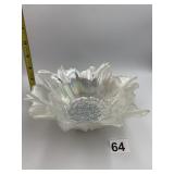 IRIDESCENT GLASS BOWL, FLOWER SHAPE, FROSTED