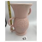 RED WING POTTERY VASE, PINK, EMBOSSED FLORAL