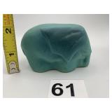 ABSTRACT CERAMIC SCULPTURE, MATTE TEAL GLAZE,