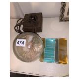 GLASS SPHERE W/ SAND & SEASHELLS, FUSED GLASS