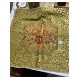 ASSORTED VTG TEXTILES, GREEN FLORAL TAPESTRY,
