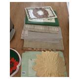 ASSORTED PLACEMATS, WOVEN, PLASTIC, PAPER,