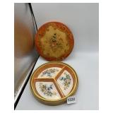DECORATIVE ROUND BOX W/ LID, FLORAL PAINTED