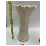 LENOX WOODLAND VASE, CREAM CERAMIC, LEAF TEXTURE,