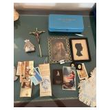 ASSORTED RELIGIOUS ITEMS, CRUCIFIX, FRAMED JESUS