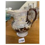 CUMBOW IRIDESCENT CERAMIC PITCHER, LANDSCAPE