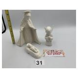 CERAMIC NATIVITY FIGURINES, MARY, BABY JESUS,