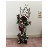 DECORATIVE BIRDHOUSE STAND, FAUX BERRIES,
