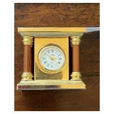 EKQ QUARTZ DESK CLOCK, GOLD-TONE, ROMAN NUMERALS,