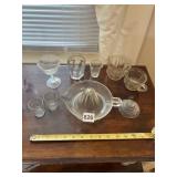 ASSORTED GLASS KITCHENWARE, CITRUS REAMER W/ LID,