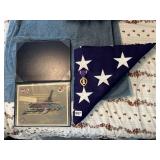 US FLAG, PURPLE HEART MEDAL, FRAMED CERTIFICATE