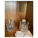 ETCHED FLORAL TUMBLER, EMBOSSED CHARACTER MUG,