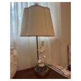 ASIAN STYLE FIGURINE TABLE LAMP, WHITE PORCELAIN,