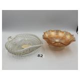 CLEAR HOBNAIL CREAMER, IRIDESCENT CARNIVAL GLASS