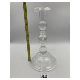 CLEAR GLASS CANDLESTICK HOLDER, BALUSTER STEM,