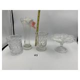 ORION CLEAR GLASS CAKE STAND, ASSORTED GLASS