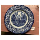 LIBERTY BLUE IRONSTONE PLATE, HISTORIC COLONIAL