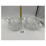 CUT GLASS CREAMER & SUGAR SET, MATCHING PATTERN,