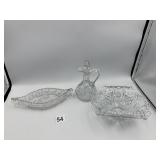ASSORTED DECORATIVE GLASSWARE, ETCHED & PRESSED