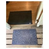 TWO DOORMATS, GEOMETRIC & LEAF PATTERN.