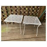 OUTDOOR METAL SIDE TABLES, PERFORATED TOPS (2).