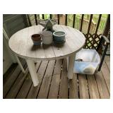 PATIO TABLE, CONCRETE BIRD BATH, DECORATIVE