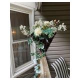 HANGING BASKET W/ ARTIFICIAL FLOWERS, GREENERY.