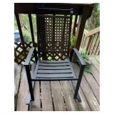 OUTDOOR ROCKING CHAIR, BLACK METAL FRAME, WOVEN