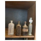 VINTAGE SQUARE CLEAR GLASS BOTTLE, AMBER GLASS