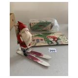 VINTAGE SKIING SANTA FIGURINE, CHRISTMAS