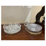 CUT GLASS BOWL, STARBURST PATTERN, SCALLOPED