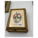 GOLD-TONE FRAMED PRINT W/ OVAL MAT, FLORAL VASE
