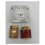 PIERRE CARDIN RED LEATHERETTE LIGHTER, GOLD-TONE