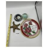 ASSORTED DECORATIVE ITEMS, GLASS PAPERWEIGHT,