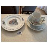 WEDGWOOD PETER RABBIT DINNERWARE SET, PLATE, CUP,