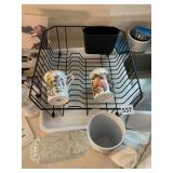 DISH DRYING RACK W/ TRAY, UTENSIL HOLDER, GLASS