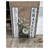 DECORATIVE WOODEN SIGNS, BLESSED & GRATEFUL, W/