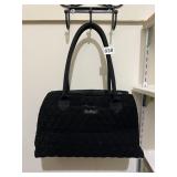 VERA BRADLEY QUILTED SHOULDER BAG, BLACK FABRIC,