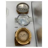ASSORTED ASHTRAYS, METAL INSERT, IRIDESCENT