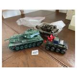 MILITARY TOY VEHICLES, GREEN PLASTIC, TANK,