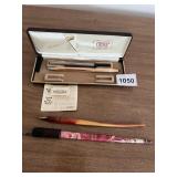 CROSS PEN & PENCIL SET IN CASE, TWO DECORATIVE