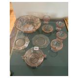 PINK DEPRESSION GLASS ASSORTMENT, BOWLS, DESSERT
