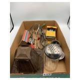 ASSORTED VTG KITCHEN UTENSILS, EGG BEATERS, SUGAR