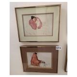 FRAMED ART PRINTS, NATIVE AMERICAN STYLE FIGURES,