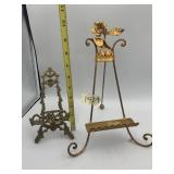 DECORATIVE METAL EASELS (2), GILT FINISH, ORNATE