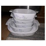 CORNINGWARE IRIS CASSEROLE DISHES, PURPLE FLORAL
