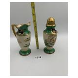 MORITAKE CHINA HAND PAINTED PITCHER & SHAKER,